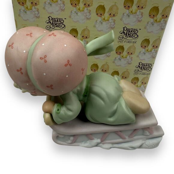 1999 Slide Into The Next Millennium w/Joy PRECIOUS MOMENTS porcelain figurine - Picture 10 of 11